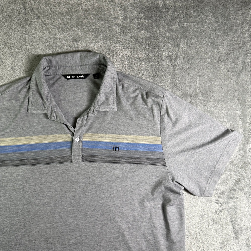 Travis Mathew Golf Polo Shirt Striped Casual Athletic XL